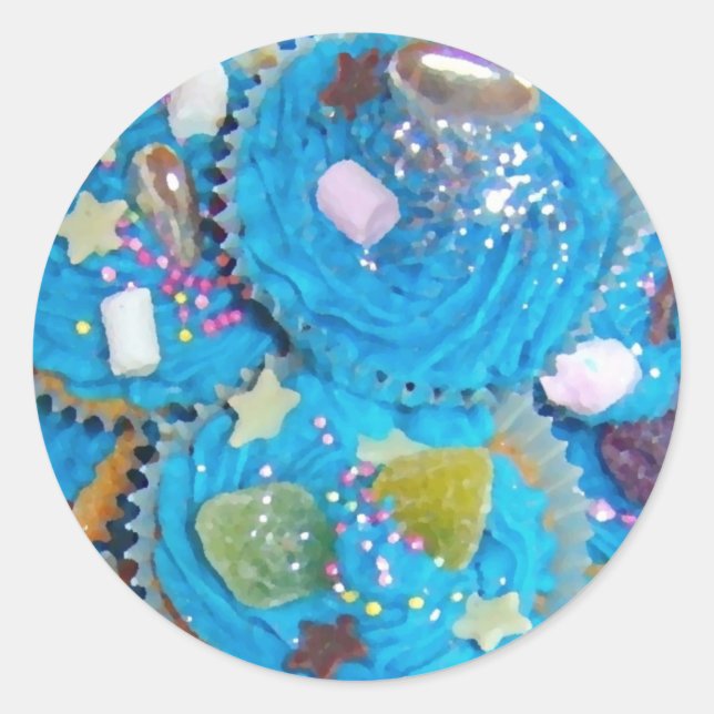 Adesivo Vinheta Cupcake azul (Frente)