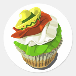Adesivo vinheta cupcake Cinco de Mayo