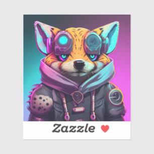 Adesivo Vinheta Cyberpunk Fox