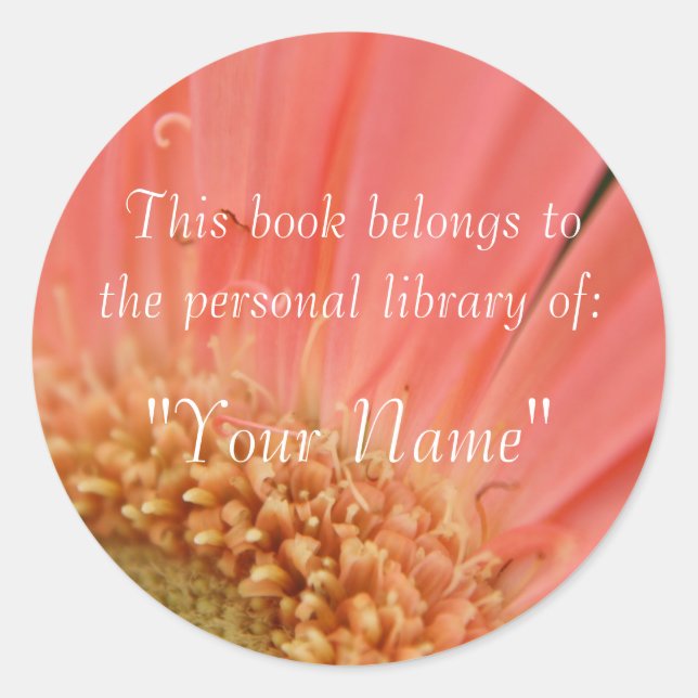 Adesivo Vinheta da Biblioteca Pessoal de Gerbera Rosa Suav (Frente)