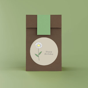 Adesivo Vinheta da Flor de Pastel de Margarida Botânica