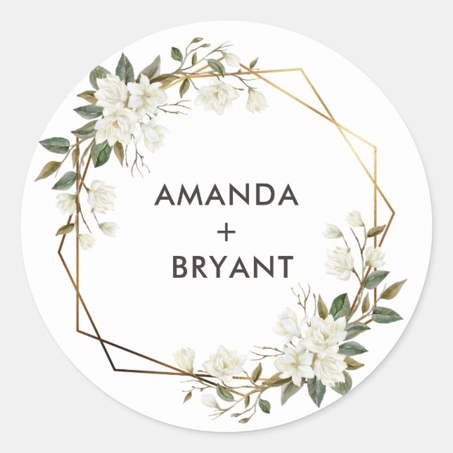 Adesivo Vinheta da Flor Magnolia Dourada Geo Frame (Frente)