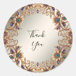 Adesivo Vinheta das flores de joias Douradas Elegante