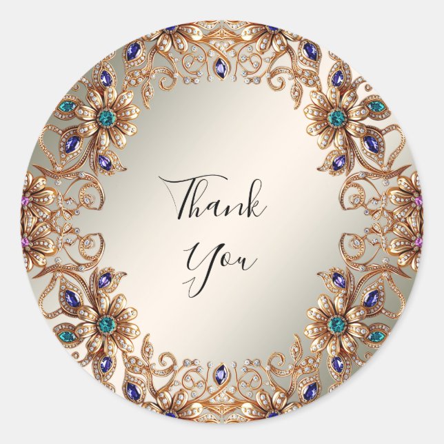 Adesivo Vinheta das flores de joias Douradas Elegante (Frente)