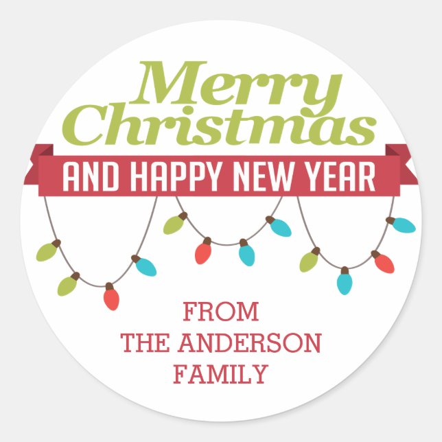 Adesivo Vinheta das luzes brilhantes de Natal personalizad (Frente)