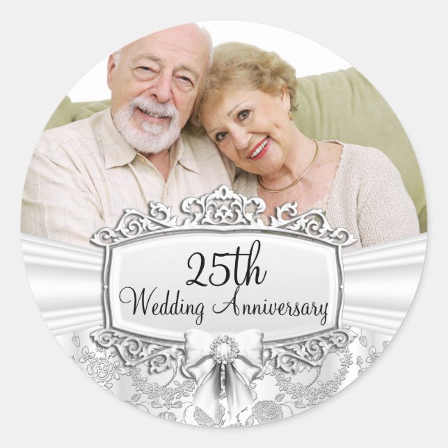 Adesivo Vinheta de 25 de Fotografia do Rosa Silver Elegant (Frente)