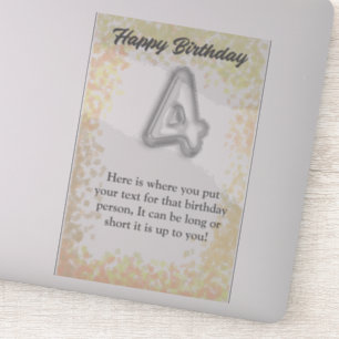 Adesivo Vinheta de 4 anos de aniversário feliz