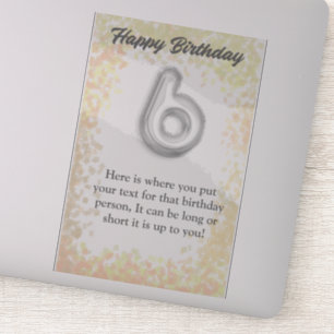Adesivo Vinheta de 6 anos de aniversário feliz