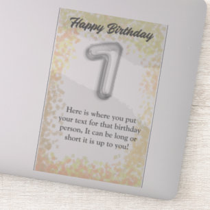 Adesivo Vinheta de 7 anos de aniversário feliz