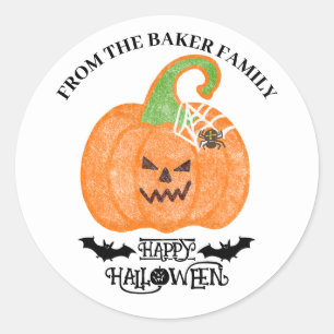 Adesivo Vinheta De Abóbora De Halloween Bonita E Louca
