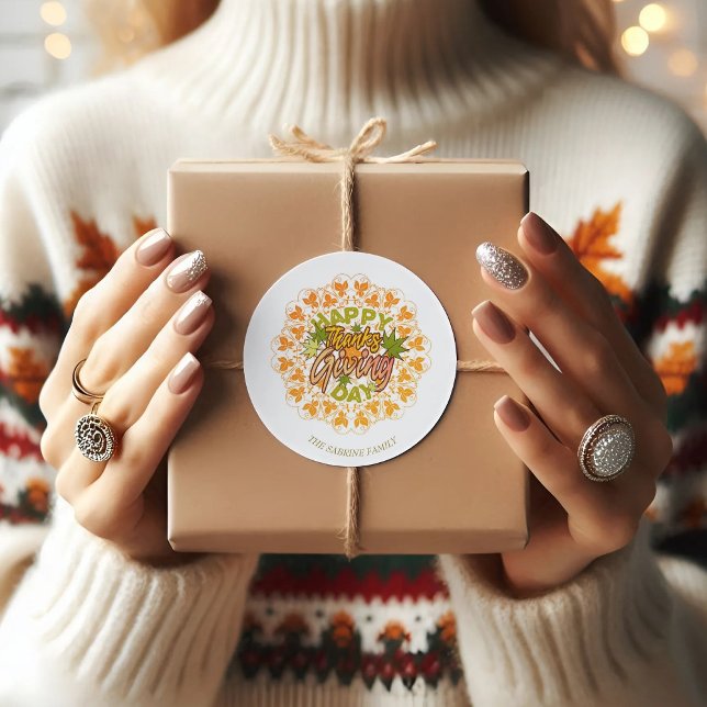 Adesivo Vinheta de Ação de Graças de Mandala Moderna (Criador carregado)