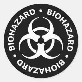 Adesivo Vinheta de Advertência de Risco Biológico B&W