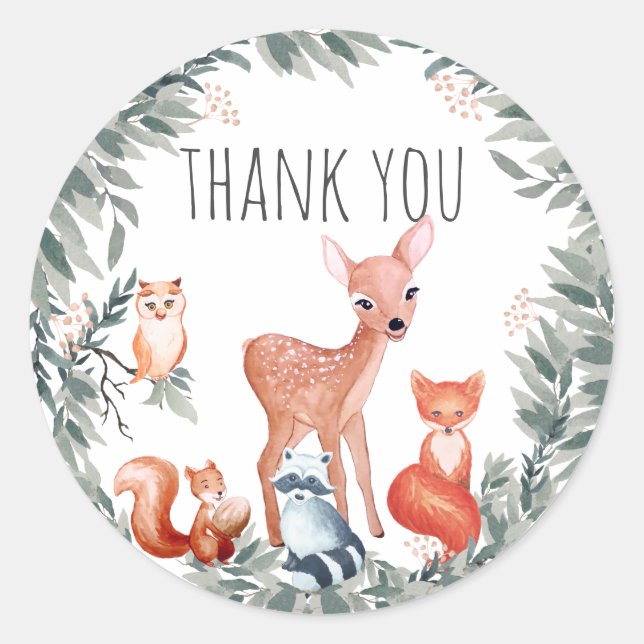 Adesivo Vinheta de animais da floresta Chá de fraldas (Frente)