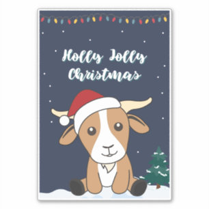Adesivo Vinheta de Animais de inverno de Caprinos de Natal