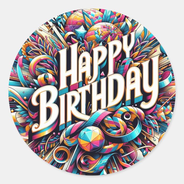 Adesivo Vinheta de aniversário (Frente)