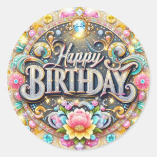 Adesivo Vinheta de aniversário colorida