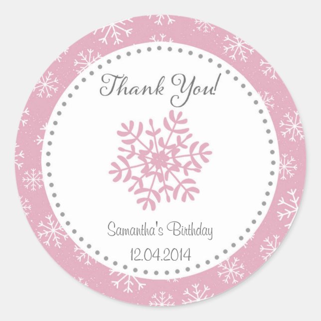 Adesivo Vinheta de Aniversário da Neve de inverno (Frente)