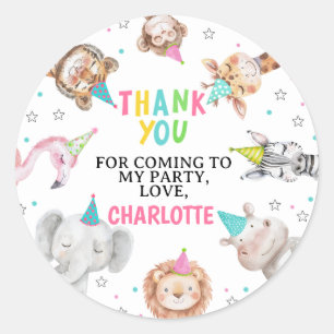 Adesivo Vinheta de Aniversário de Animais do Partido Safar