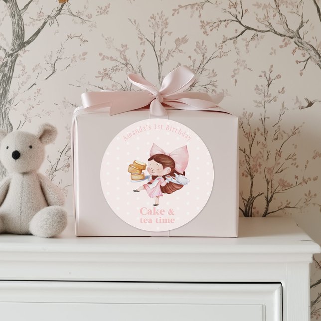 Adesivo Vinheta de aniversário de Bolo e Chá (Criador carregado)