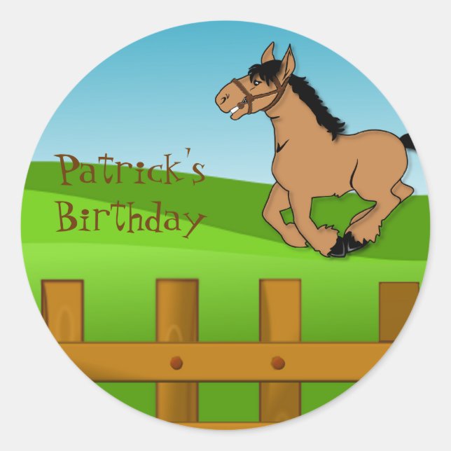 Adesivo Vinheta de aniversário de cavalos (Frente)