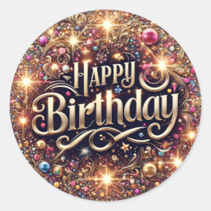 Adesivo Vinheta de Aniversário de design de Literatura Ele