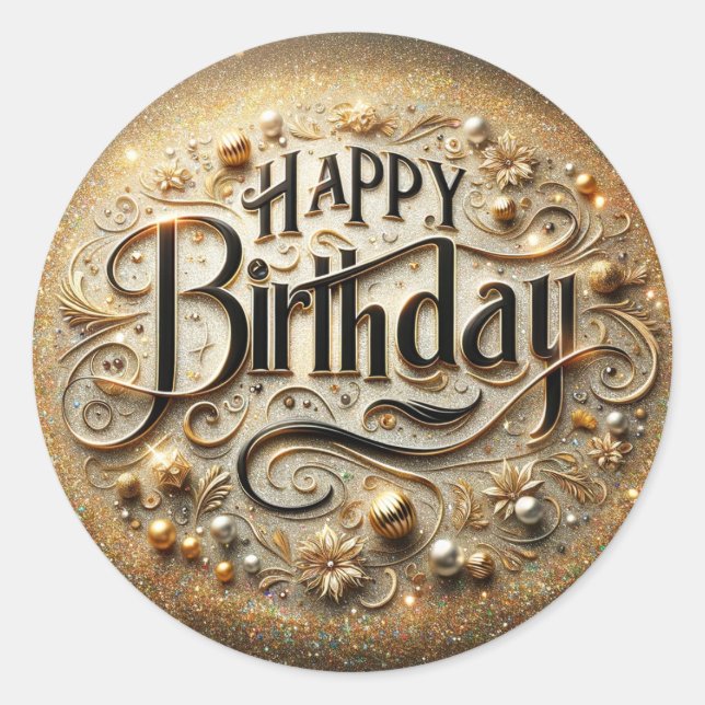 Adesivo Vinheta de aniversário de luxo (Frente)