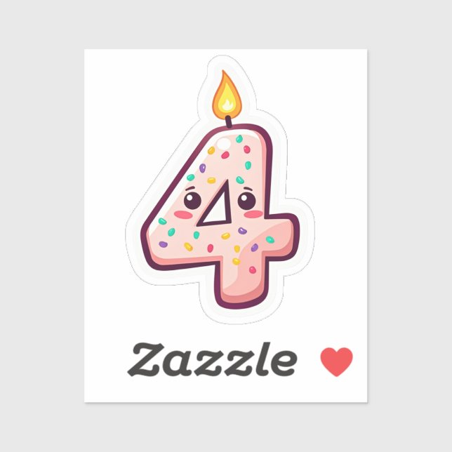 Adesivo Vinheta de aniversário do 4º aniversário (Folha)