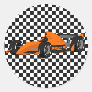 Adesivo Vinheta de Aniversário do Carro Race Laranja