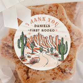 Adesivo Vinheta de Aniversário do Cowboy Ocidental