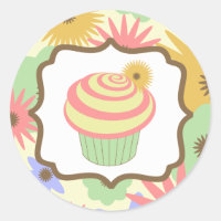 Vinheta de Aniversário do Cupcake de Pastel Retroa