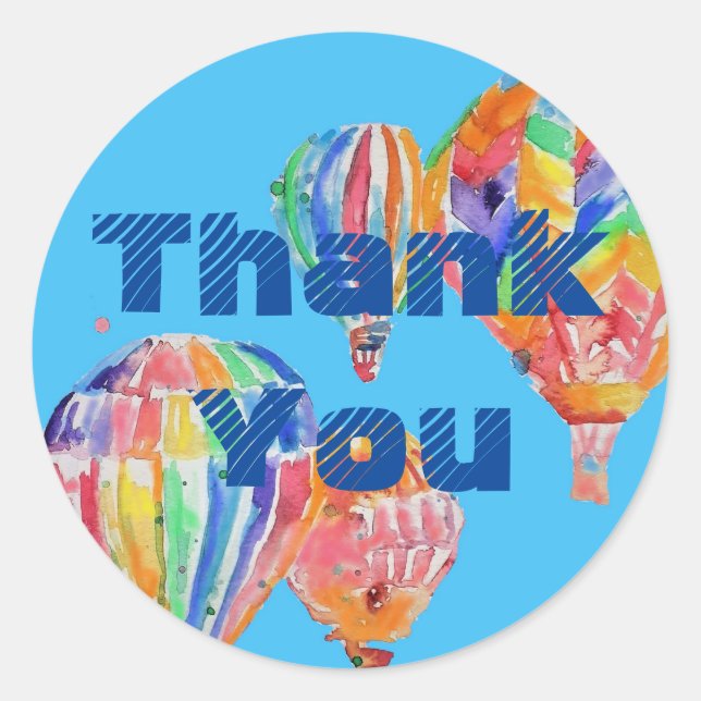 Adesivo Vinheta de Aniversário do Hot Air Balloon Watercol (Frente)