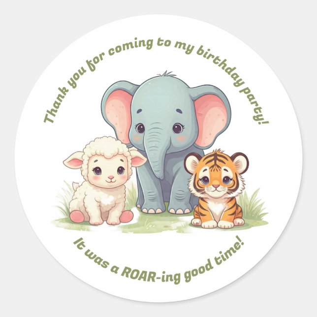 Adesivo Vinheta de Aniversário do Jardim Zoológico (Frente)