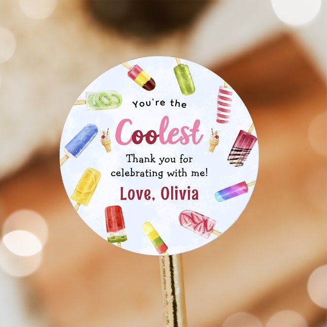 Adesivo Vinheta de Aniversário do Sorvete de Picolé de Ver (Criador carregado)