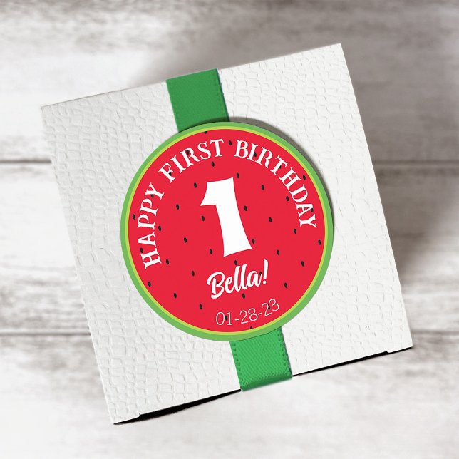 Adesivo Vinheta de aniversário do tema Watermelon (Criador carregado)