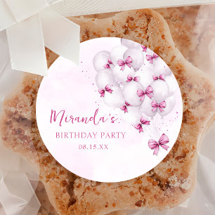 Adesivo Vinheta de Aniversário dos Balões de Arco Rosa