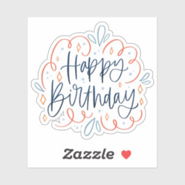 Adesivo vinheta de aniversário feliz