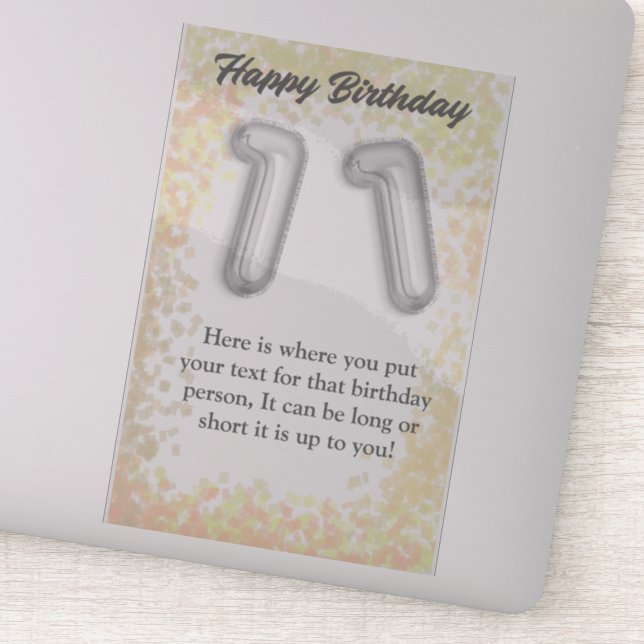 Adesivo Vinheta de aniversário feliz de 11 anos (Detalhe)