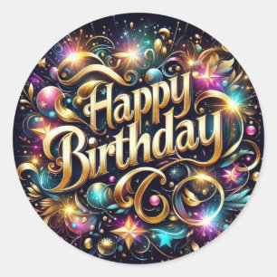 Adesivo Vinheta de aniversário Glittre: feliz aniversário