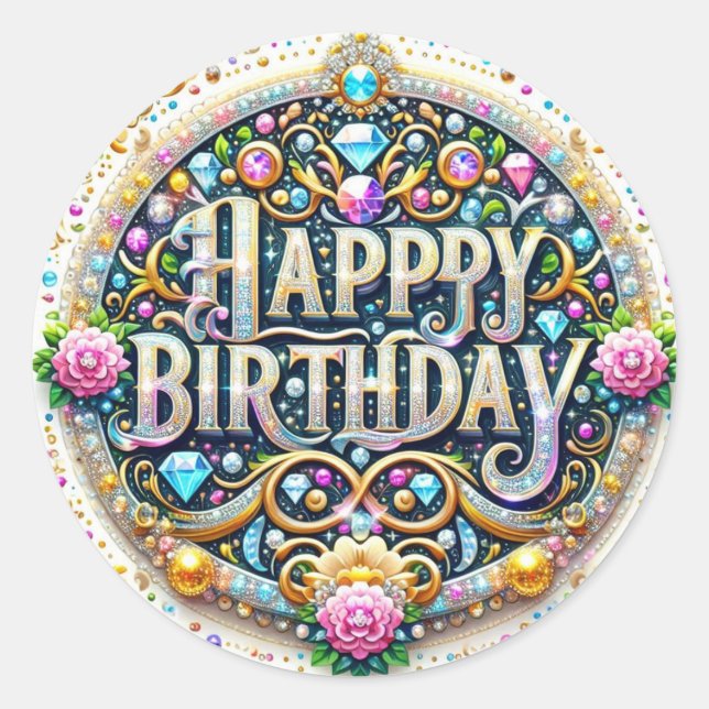 Adesivo Vinheta de aniversário impressionante (Frente)