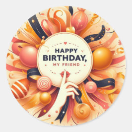 Adesivo Vinheta de aniversário para melhor amigo