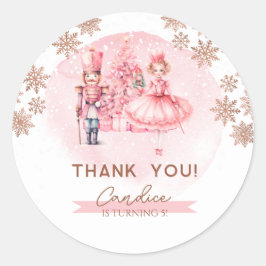 Adesivo Vinheta De Aniversário Rosa E Dourada