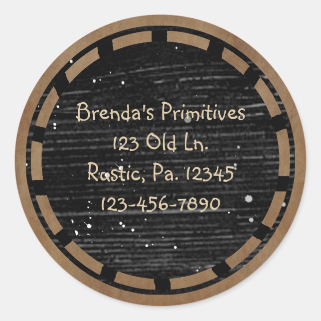 Adesivo Vinheta de aparência primitiva de madeira (Frente)