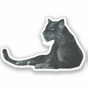 Adesivo Vinheta de Aquarela de Pantera Preta