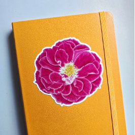 Adesivo Vinheta de Arte Botânica Rosa de Bloqueio Rosa