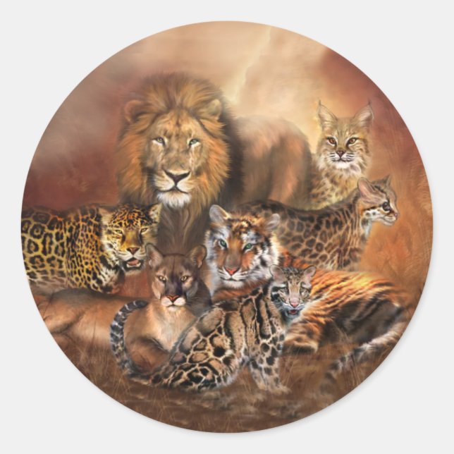 Adesivo Vinheta de Arte de Gato Grande (Frente)