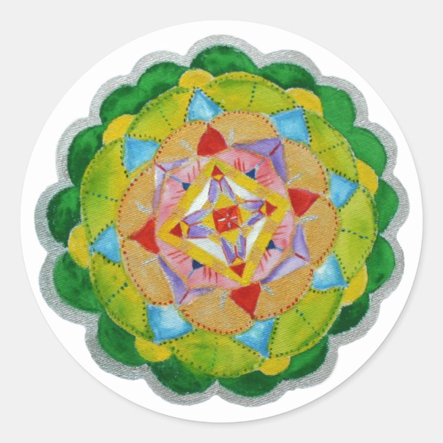 Adesivo Vinheta de Arte de Mandala Verde (Frente)