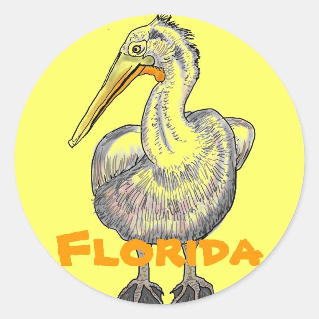 Adesivo Vinheta de arte pelicano da Flórida (Frente)