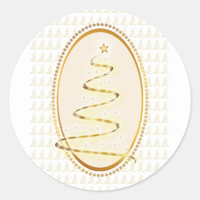 Adesivo Vinheta de Árvore de Natal do ouro (Frente)