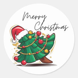 Adesivo Vinheta de árvore de Natal feliz