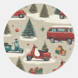 Adesivo Vinheta de árvore de Natal festiva com ornamentos